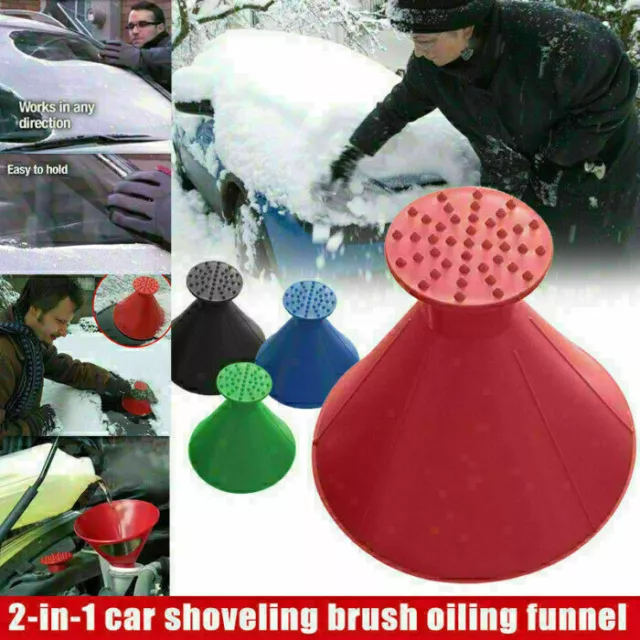 Magical Car Windshield Ice Snow Remover Scraper Tool Shaped Round Funnel Cone +