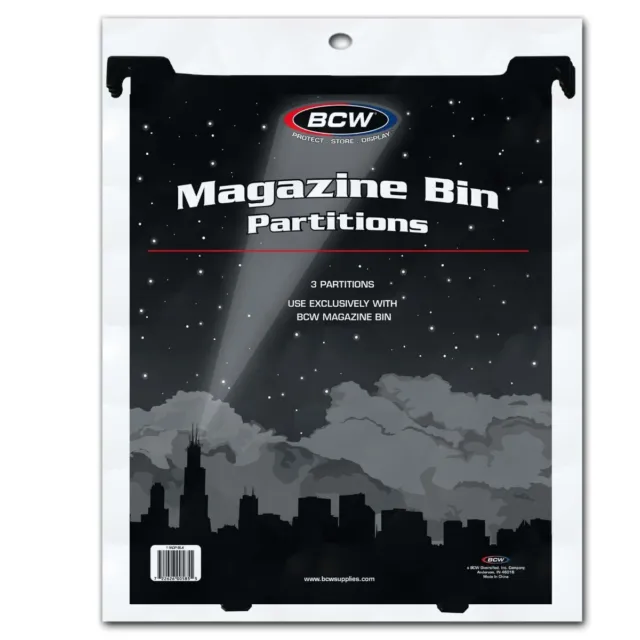 3 BCW MAGAZINE & DOCUMENT Bin Partitions Comic Book Box Black Plastic Accessory