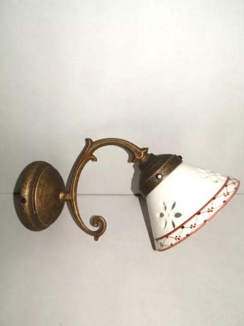Applique lampada in ottone liberty o barocco casa ufficio hotel CERAMICA MARRONE