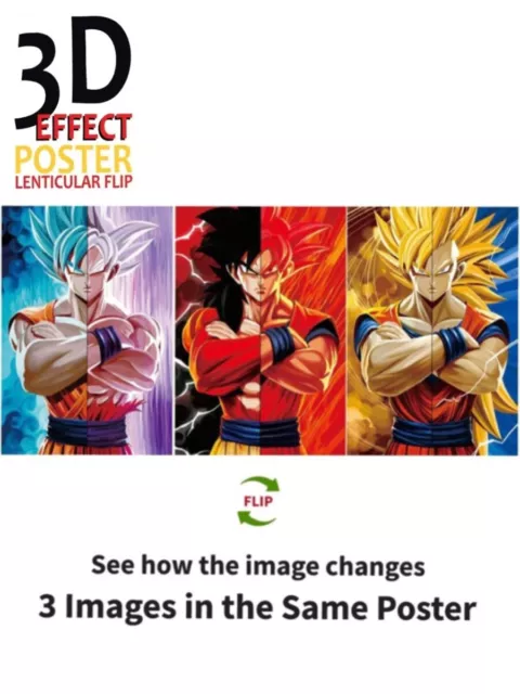 Goku,3D Lenticular Effect- Anime Dragon Ball Z Poster, 3 In One