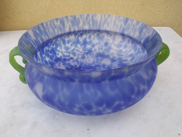 Superbe Coupe En Pate De Verre  Bleue / Verte
