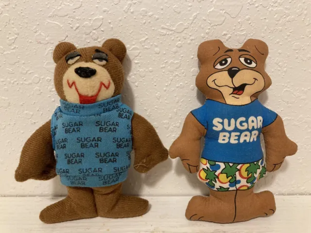 2 General Foods Cereal Sugar Bear  Stuffed Plush Toys 4-1/2”- 5” Premium