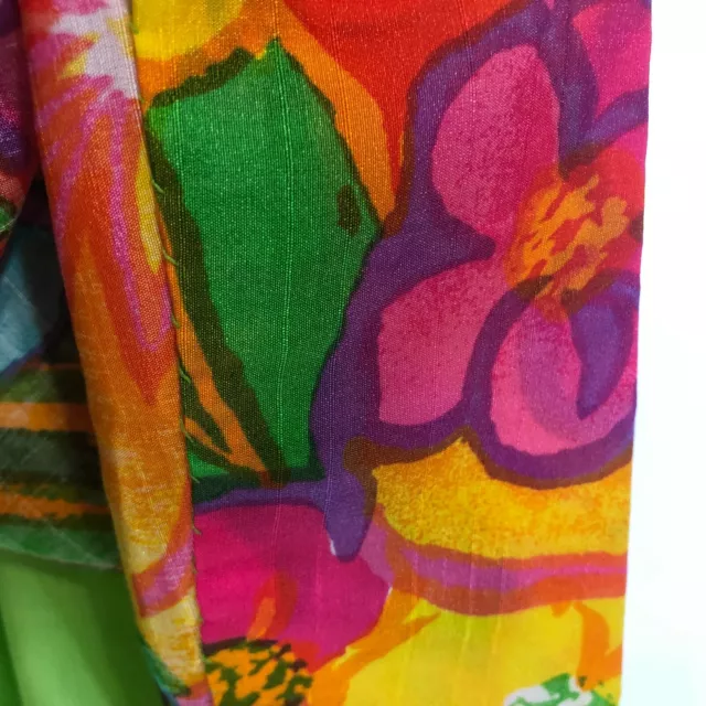 Vintage 60s Hawaiian Dress Size 8/10 Lime Green Pink Orange Retro Bold Floral 3