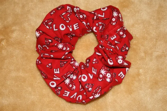 Scrunch-Ups HAIR SCRUNCHIES - Red Hearts With White Flowers & Love Scrunchie