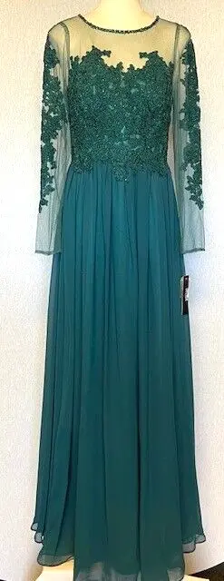 Decode 1.8 Teal Beaded Lace Evening Gown Formal Mother of Bride Size 10 NWT