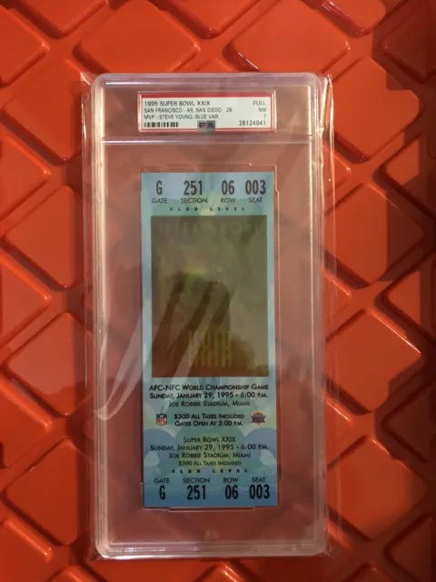 1995 Super Bowl 29 XXIX Full Ticket Blue PSA 7 Near MINT 49ers Chargers Rare!!!!