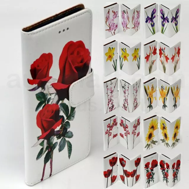 For Nokia Series - Flower Print Theme Wallet Mobile Phone Case Cover #2