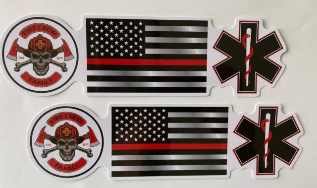 American Flag Thin Red Line USA Flag EMT FIREFIGHTER STICKER FIRE DEPT DECAL USA