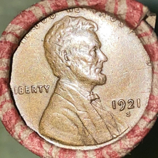 1 US Lincoln Wheat Cent Penny Roll 1921-S/1909 VDB (50 Coins) Old Vintage