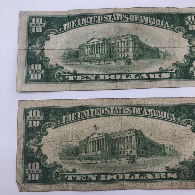 1934 A & 1934  $10 Ten Dollar Silver Certificate Note Blue Seal 6