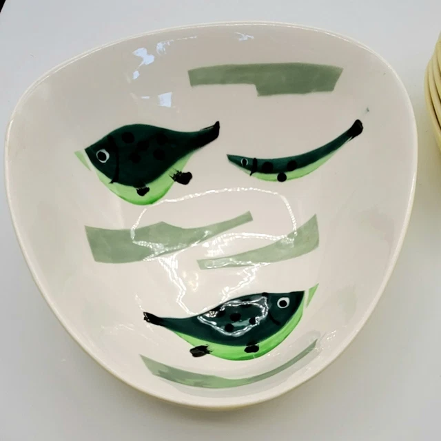 Set Of 6 Vintage Seyei Salad Bowls And Serving Bowl Fish Design MCM