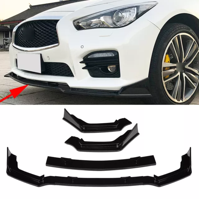 For Infiniti Q50 Sport 2014-2017 Glossy Black  Front Bumper Lip Spoiler Splitter 2