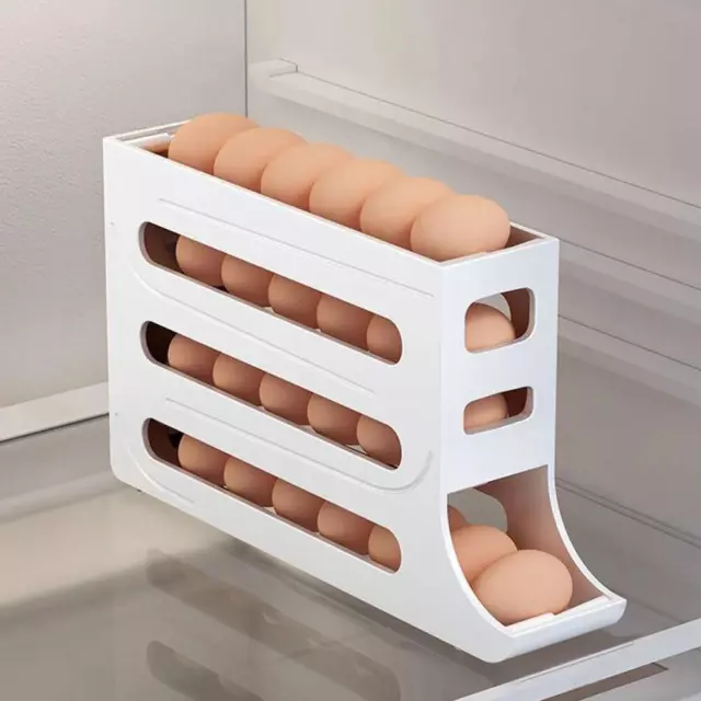 Refrigerador Dispensador de Huevos Rodante Automático Soporte de Huevos Estante de Almacenamiento de 4 Niveles