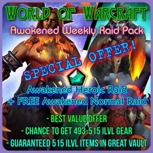 WoW Boost Awakened Raid Weekly Combo Pack Heroic + Free Normal Service Carry