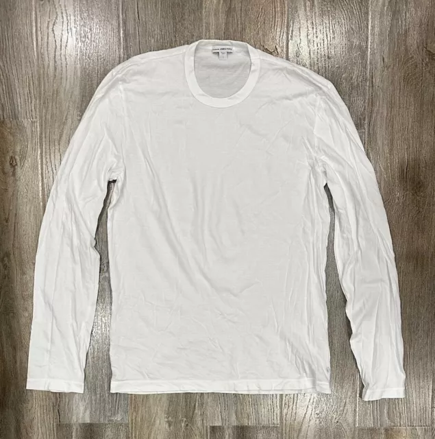 James Perse Men's Long Sleeve White Crewneck T-Shirt