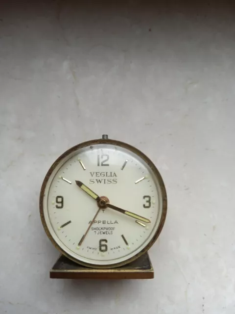 OROLOGIO SVEGLIA  vintage VEGLIA d'Epoca APPELLA  ShockProof 7 Jewels Swiss