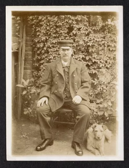 Postcard GWR Great Western Railway staff gentleman uniform dog Small Size card