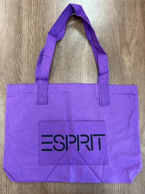 VINTAGE ESPRIT TOTE Bag Purple Canvas 90S Shopper Deadstock Nos