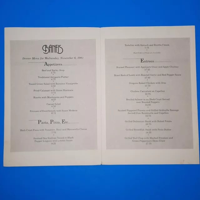 Vtg Banfis at The Statler Hotel Cornell Ithaca NY Dinner Menu & Room Service 3