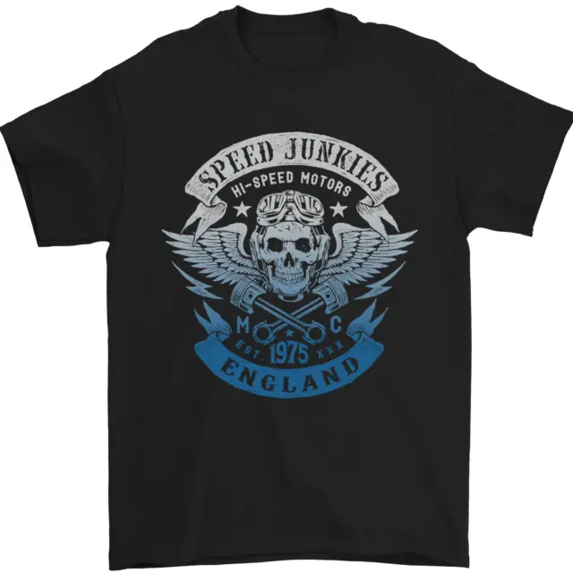 England Speed Junkies Biker Motorcycle Mens T-Shirt 100% Cotton