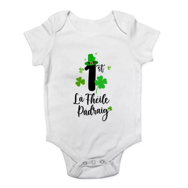 1st St Patrick's Day Gaelic Baby Grow Vest La Fheile Padraig Irish Boys Girls