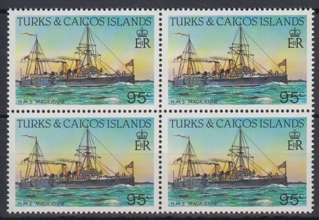 Turks & Caicos 1983 ** Mi.668 A Bl/4 perf.14 Schiffe Ships [sq5833]