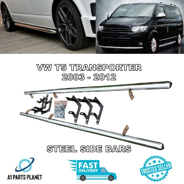 Fits Vw T5 Side Steps Lwb Transporter Running Board Side Bars 03-12 Caravelle