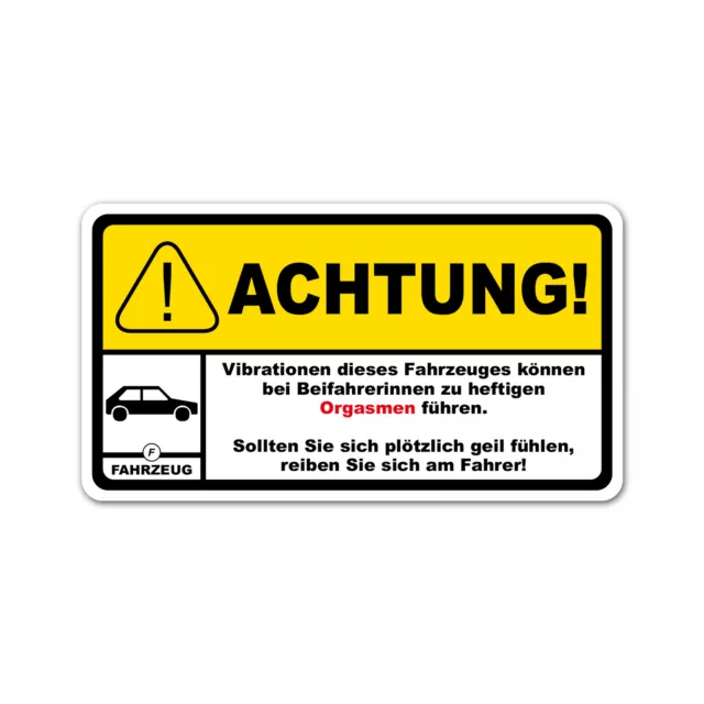 Fun Aufkleber "Achtung Vibration" Auto 10cm x 5,5cm Sticker Witzig R193-05