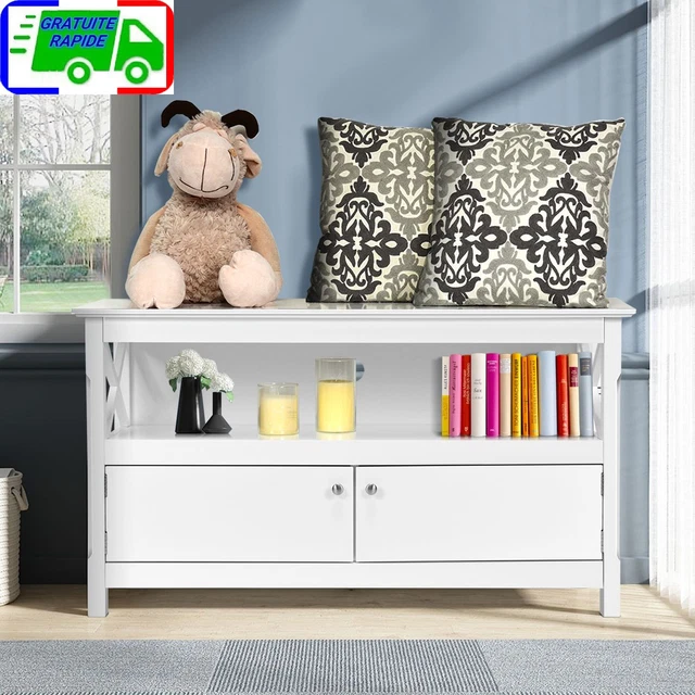 Meuble TV à 3 Niveaux,Table Console Multimédia Industriel Rustique Pour Téléviseurs Jusqu'à 50