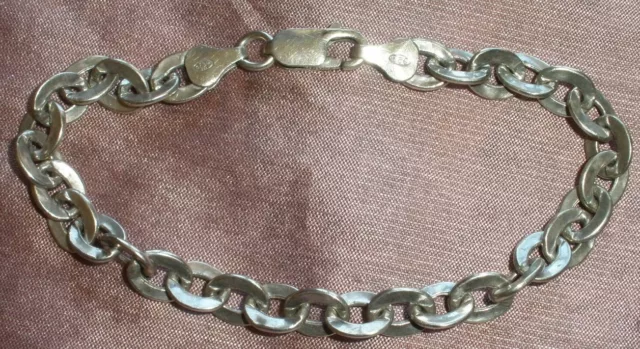 Bracelet maillons plats ovales en argent massif sterling " 925 "