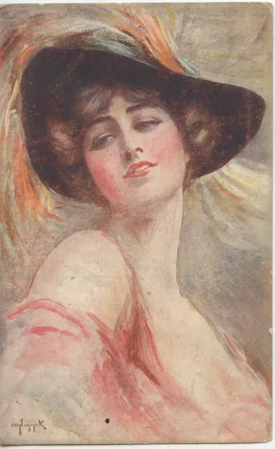 Postcard / Carte Postale Illustrateur / Femme Au Chapeau