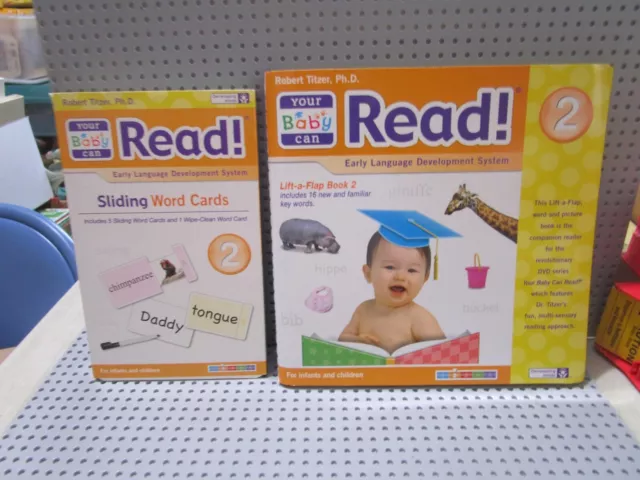 Your Baby Can Read 1 Lift A Flap Book & 1 Sliding Words Cards--#2--Euc--Titzer