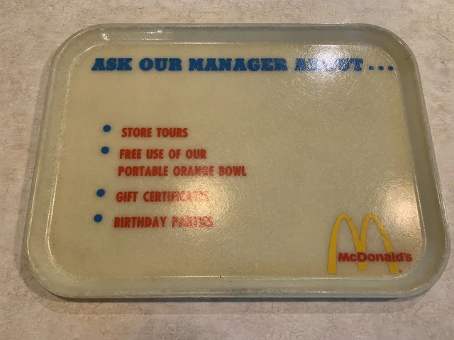 Vintage McDonalds Restaurant Fast Food Fiberglass Tray ASK OUR MANAGER ABOUT...