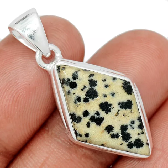 Natural Dalmatian 925 Sterling Silver Pendant Jewelry CP29822