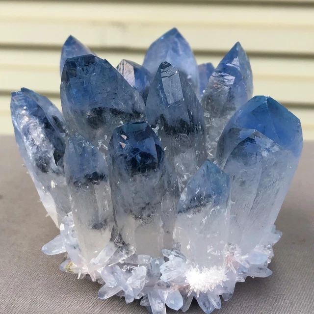 459g  New Find blue Phantom Quartz Crystal Cluster Mineral Specimen Healing 13