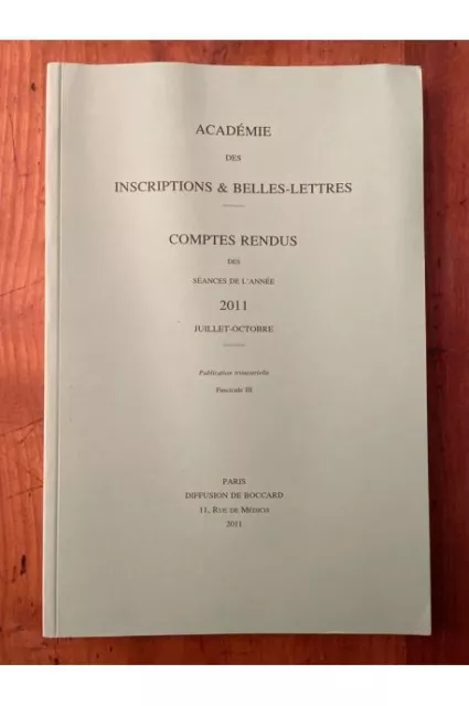 Comptes rendus de l'Académie des Inscriptions et Belles-Lettres Juillet-Octobre