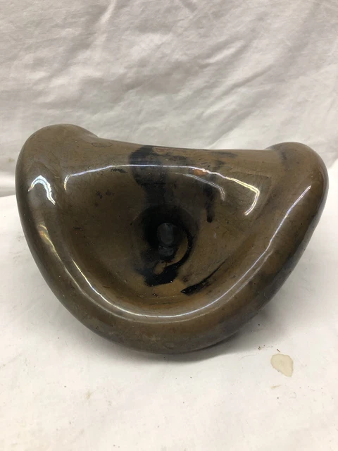 Vintage Industrial Large Brown Ceramic Porcelain Glazed Electric Insulator 2