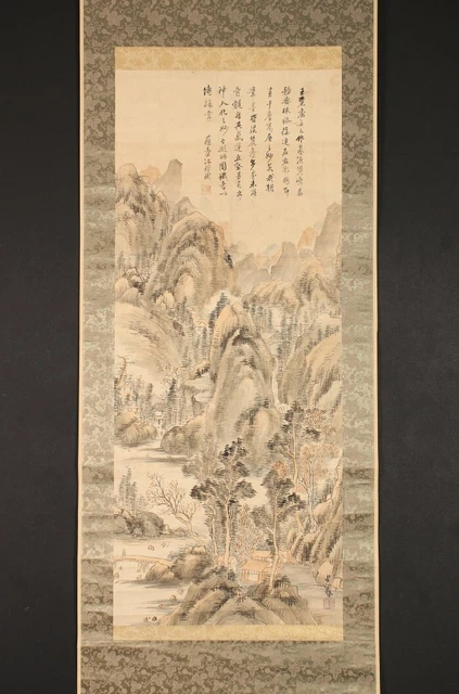 SH1356 HANGING SCROLL "Landscape" by Matsumura Goshun, Jiang Jiapu (江稼圃 ...