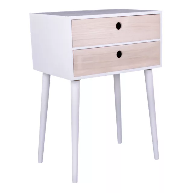 House Nordic Armoire de Nuit Rimini Blanc 2 Tiroirs Table Chevet D'Appoint Tisc