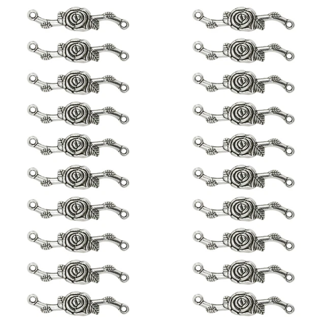 20 Stück Legierung Doppelloch Rose Anhänger Charms DIY Schmuck Herstellung Zubeh