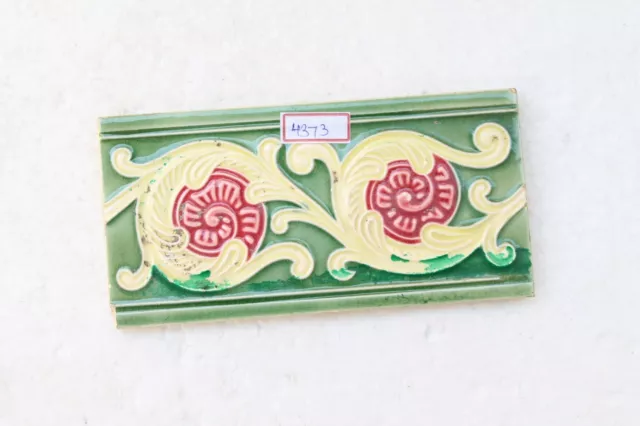 Japan antique art nouveau vintage majolica border tile c1900 Decorative NH4373