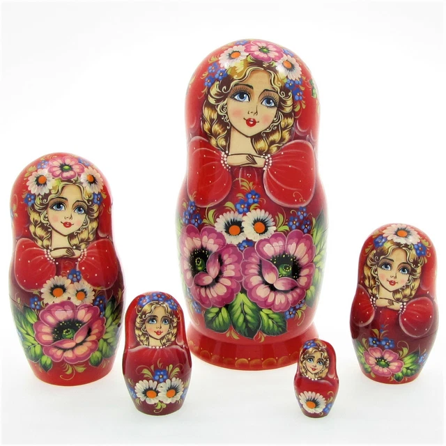 Poupées Russes Malevitch – 5 Pièces – 19 Cm – Fait Main – Artisanat Russe