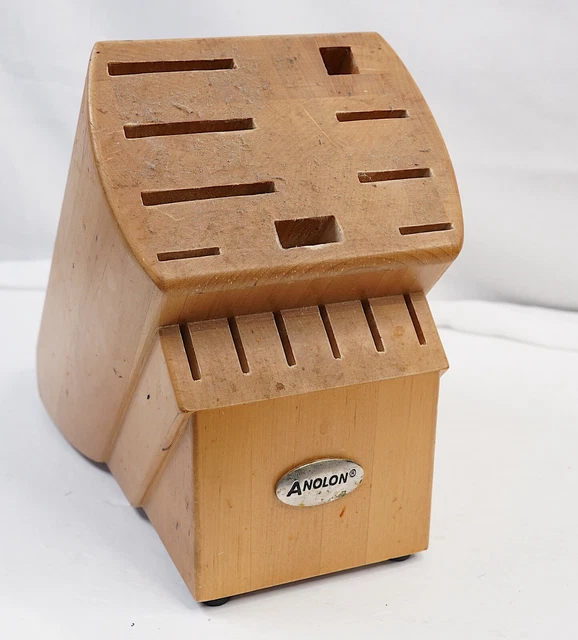 Anolon Advanced Wood Cutlery Knife Block Solid Heavy Case 15 Spot