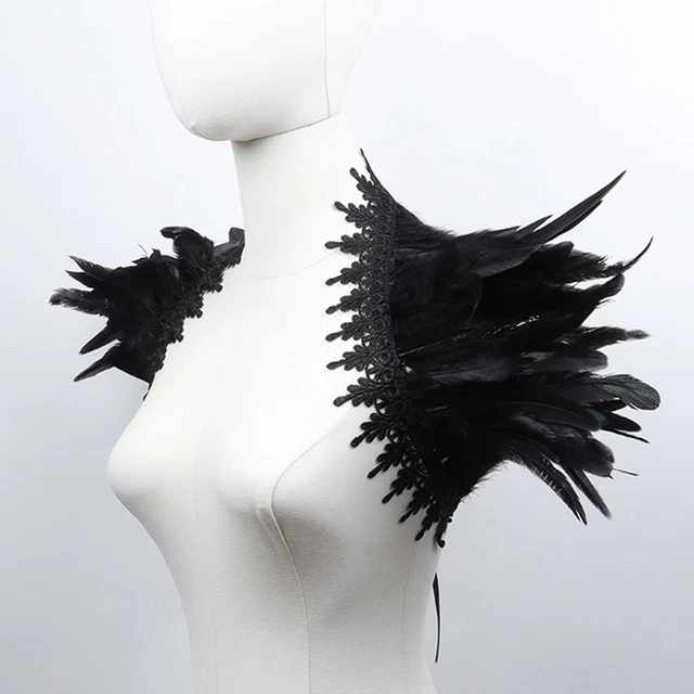 Costume Cosplay Femme Cape Gothique à Plumes Noires - Avec Masque, Bracelets Et Collier - Cosplay, Halloween, Soirée Accessoire Cosplay Costume Cosplay Femme Cape Gothique à Plumes Noires - Avec Masque, Bracelets Et Collier - Cosplay, Halloween, Soirée Accessoire Cosplay