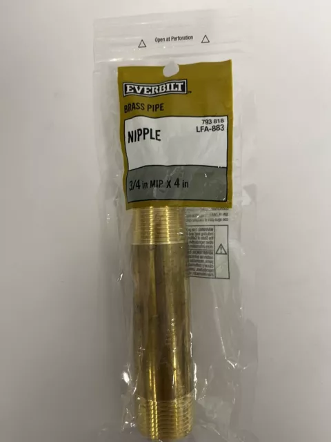 New Everbilt 3/4 in. x 4 in. MIP Brass Nipple Fitting LFA-883 - 793 818