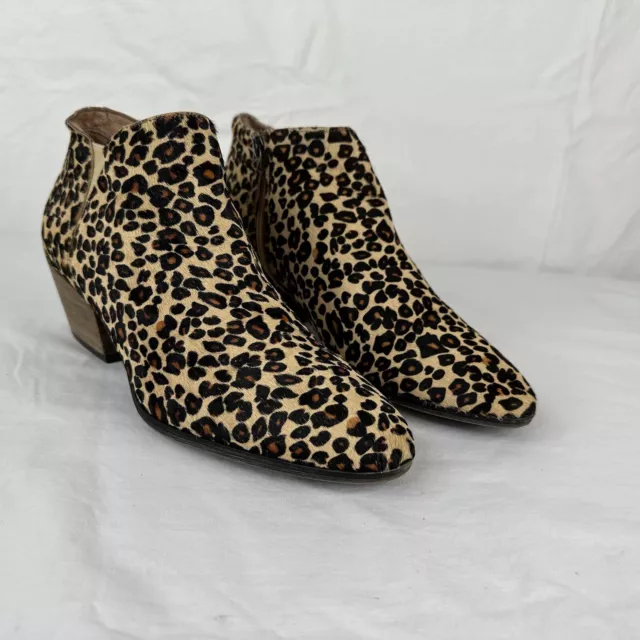 Caslon Nora Chelsea Womens Sz 8M Fur Calf Hair Leather Leopard Zip Ankle Boots