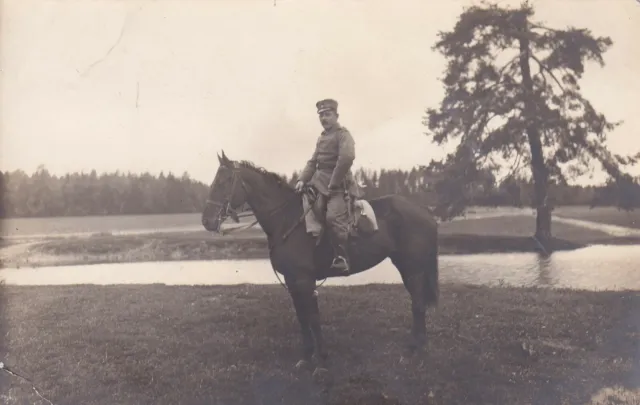 Orig.foto Ak 10x15cm Décrit Wk I Soldat Sur Cheval Russie 1916 ( Ak 762)