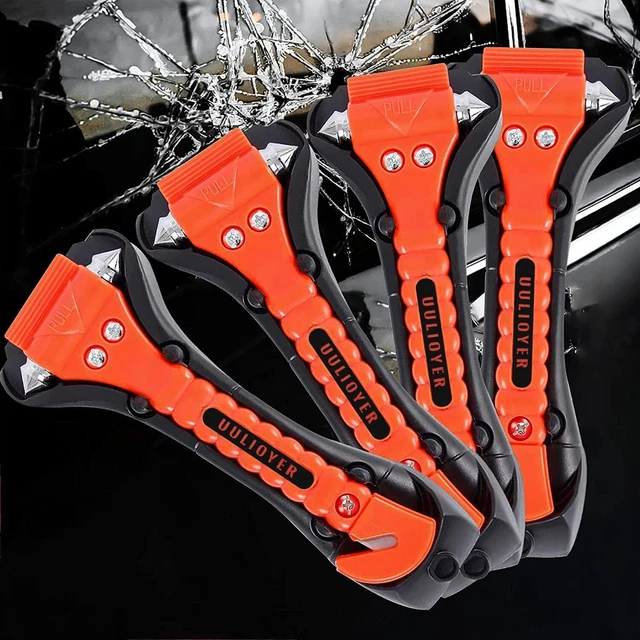 4 Pezzi Martello Di Emergenza per Auto Con Taglia Cinture 2 in 1 Martelletto