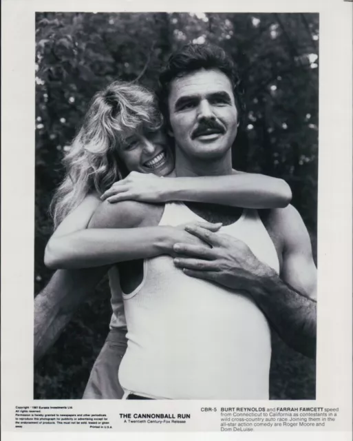Original 8X10 Photo The Cannonball Run 1981 Burt Reynolds Farrah Fawcett