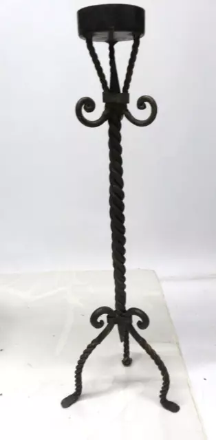 Twisted hand wrought iron floor candle stand/ holder 25" (RRR5)